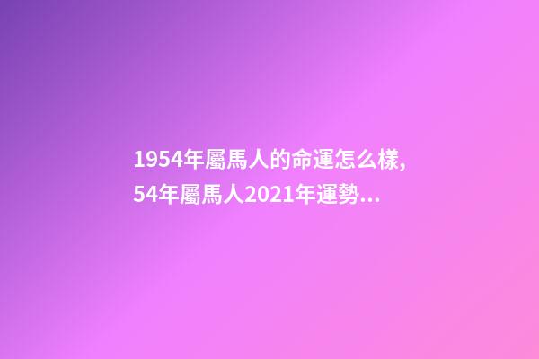 1954年屬馬人的命運怎么樣,54年屬馬人2021年運勢及運程 1954年出生的人是什么,2009年出生的人是什么命的人-第1張-觀點-玄機派